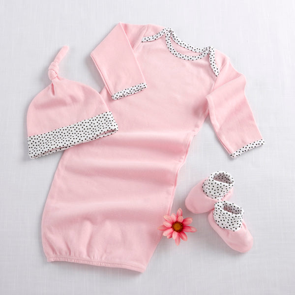 "Welcome Home Baby!" 3-Piece Layette Set in Keepsake Gift Box (Pink) (Personalization Available) - Birthday Boutique